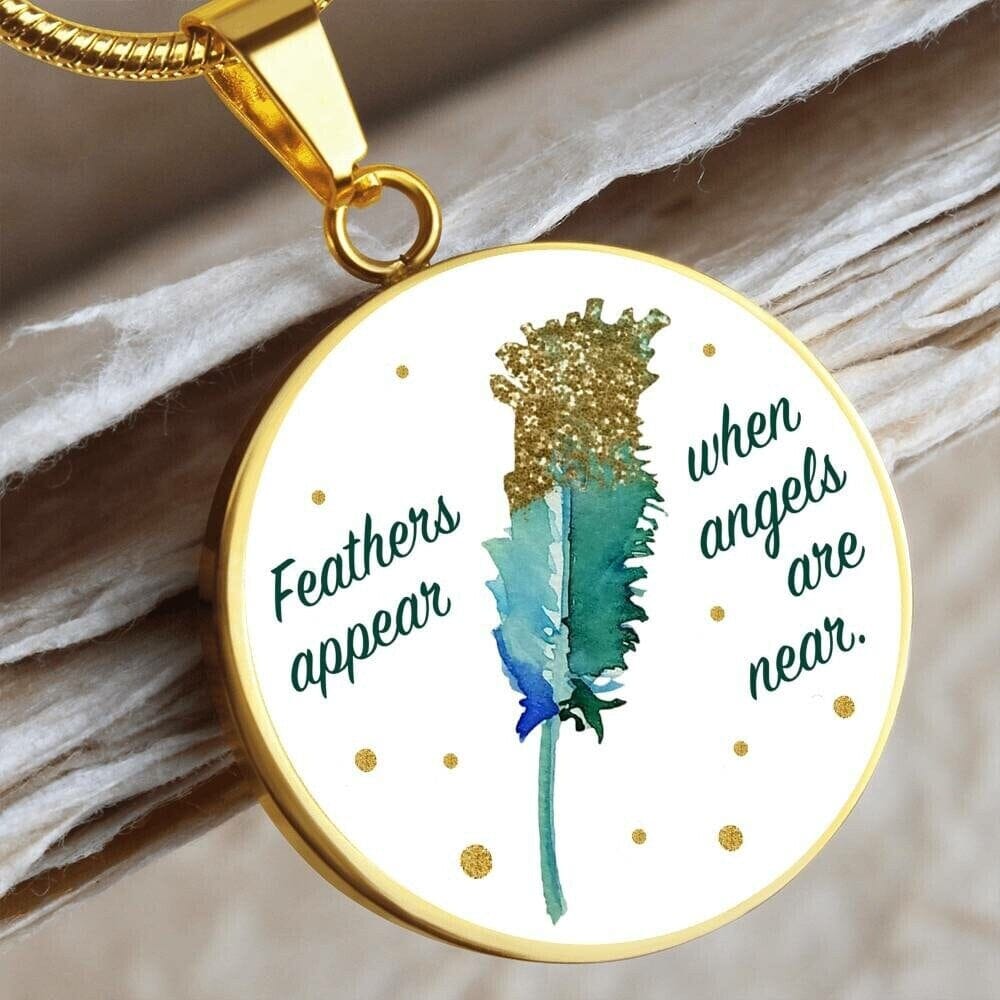 Divine Feathers Pendant: Embracing Angels' Proximity - "Feathers appear when angeles are near." Jewelry ShineOn Fulfillment 