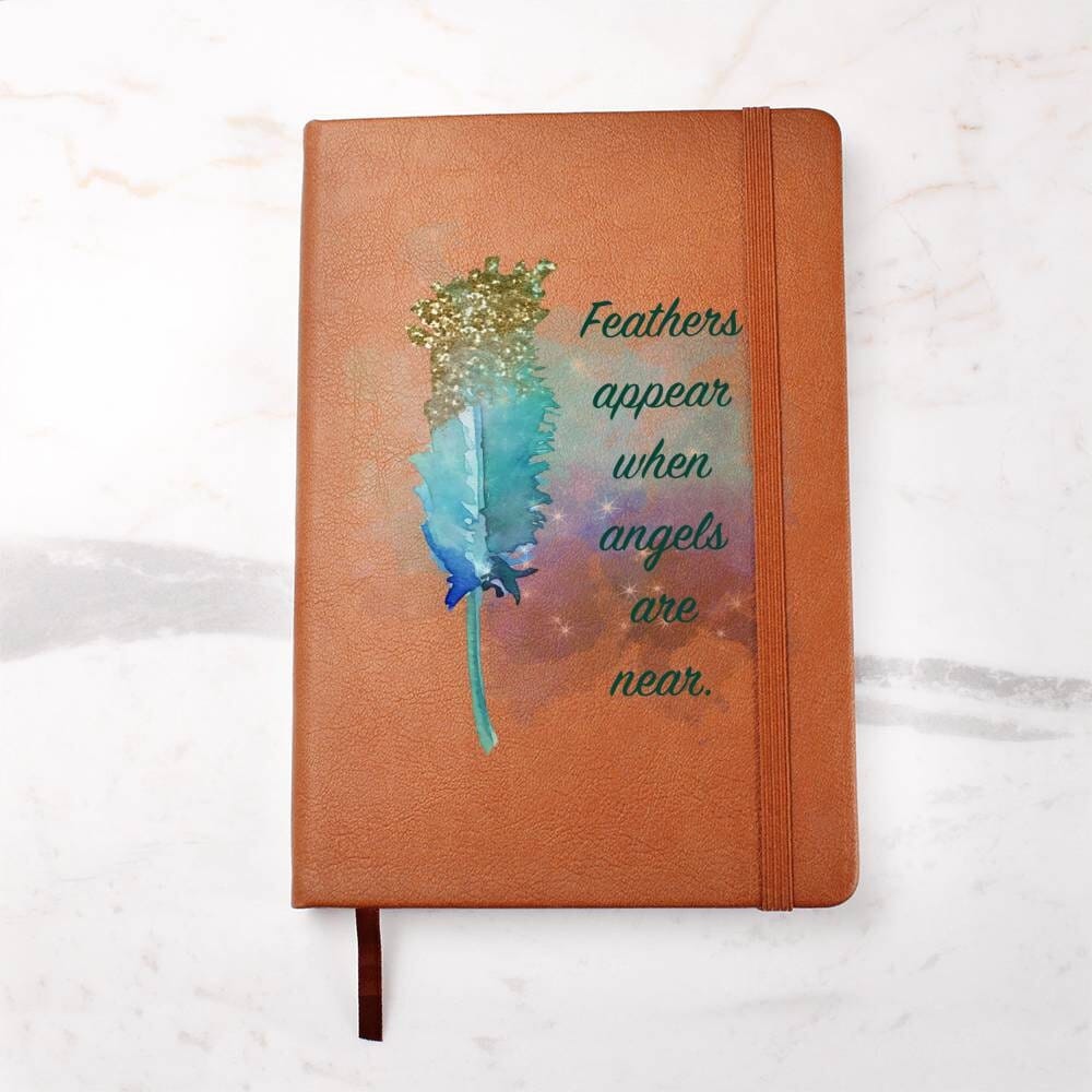 Celestial Feather Vegan Leather Journal - Angelic Inspiration, Lined Pages - 5.8" x 8.5" Jewelry ShineOn Fulfillment 